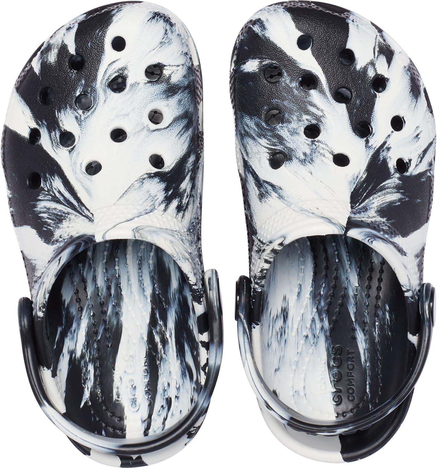 imageCrocs Kids Classic Marbled TieDye ClogBlackWhite