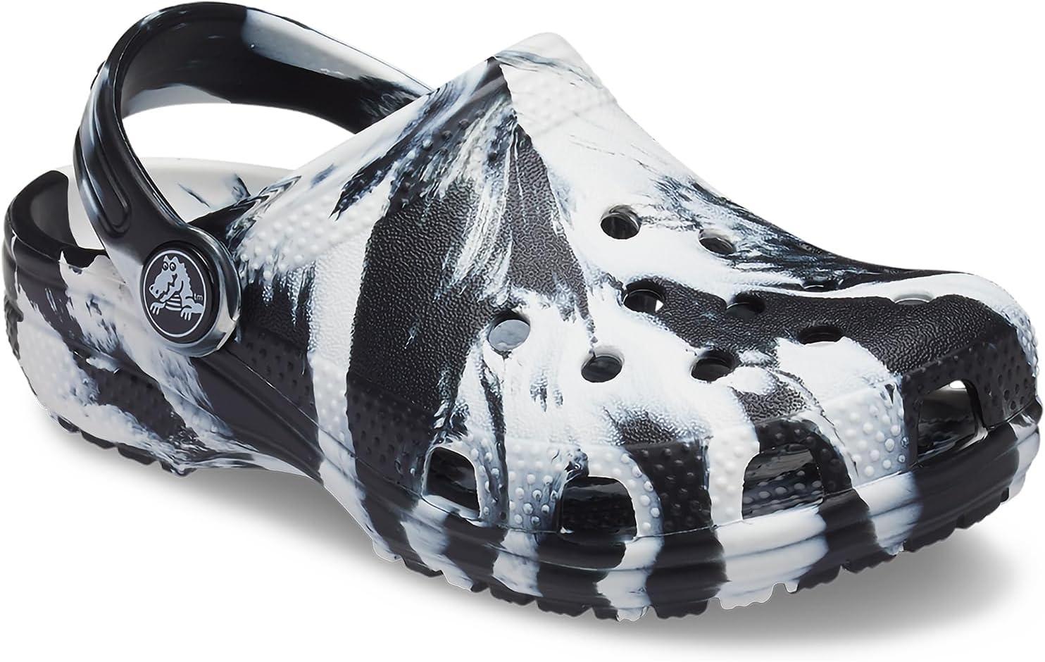 imageCrocs Kids Classic Marbled TieDye ClogBlackWhite
