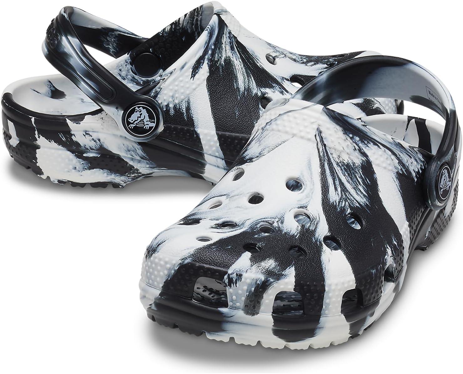 imageCrocs Kids Classic Marbled TieDye ClogBlackWhite