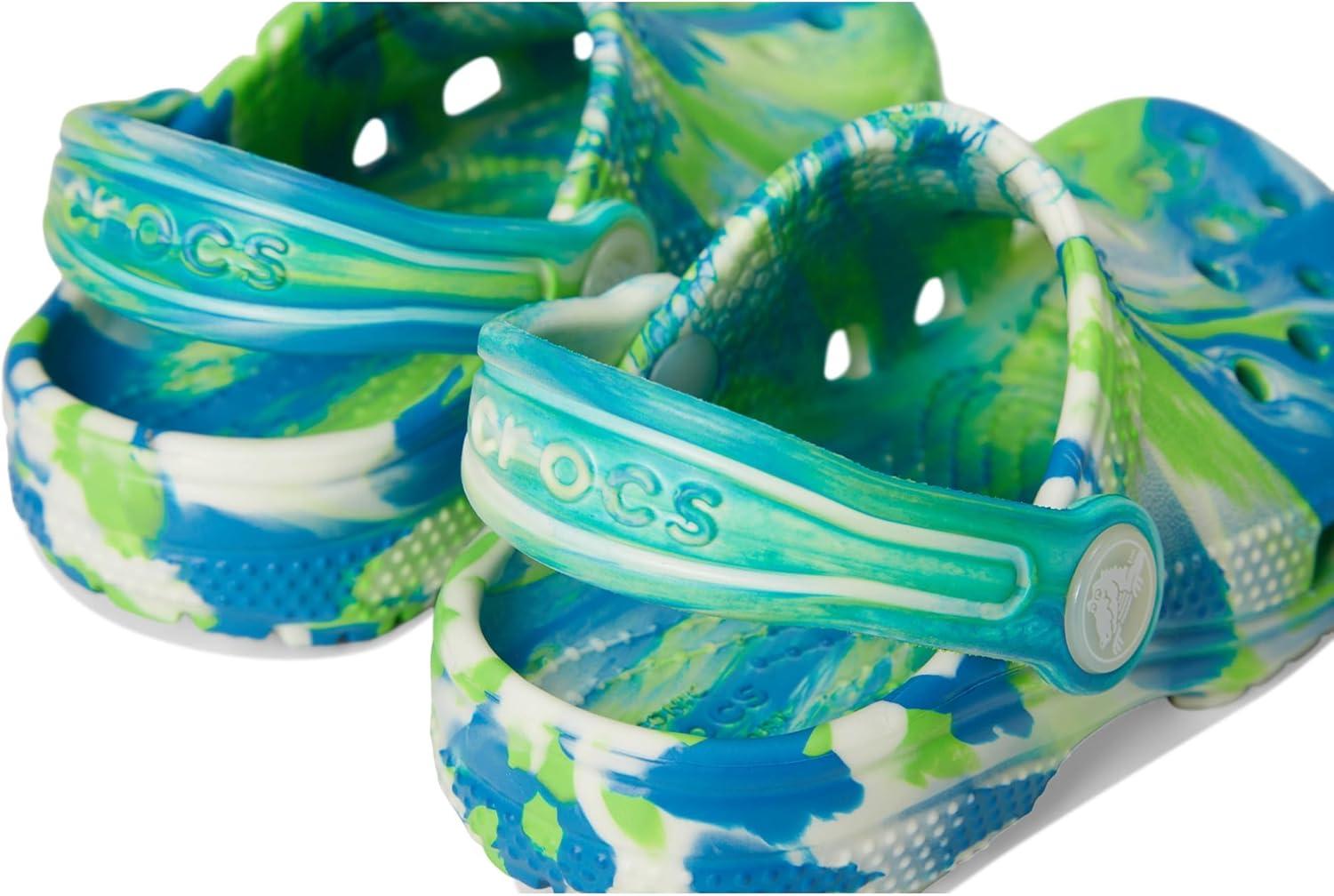 imageCrocs Kids Classic Marbled TieDye ClogPrep BlueMulti Glow in the Dark