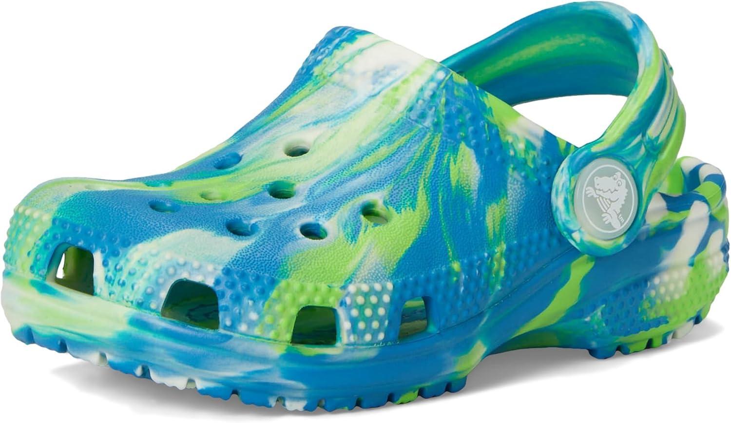 imageCrocs Kids Classic Marbled TieDye ClogPrep BlueMulti Glow in the Dark