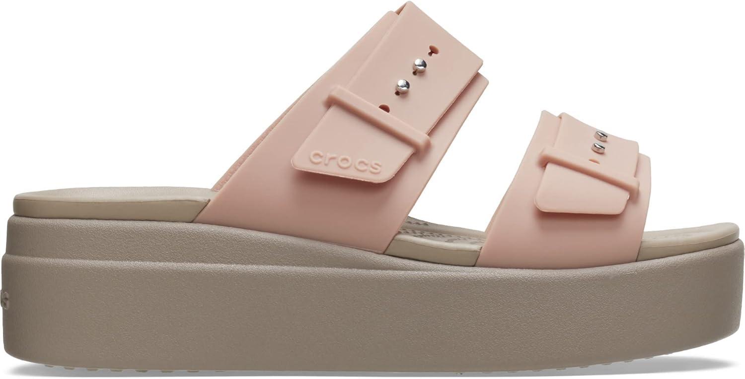 imageCrocs Womens Brooklyn Buckle Low WedgesPale Blush