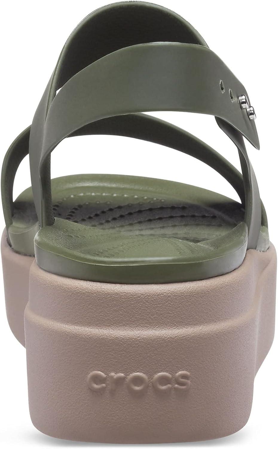 imageCrocs Womens Brooklyn Low Wedge SandalsArmy GreenMushroom