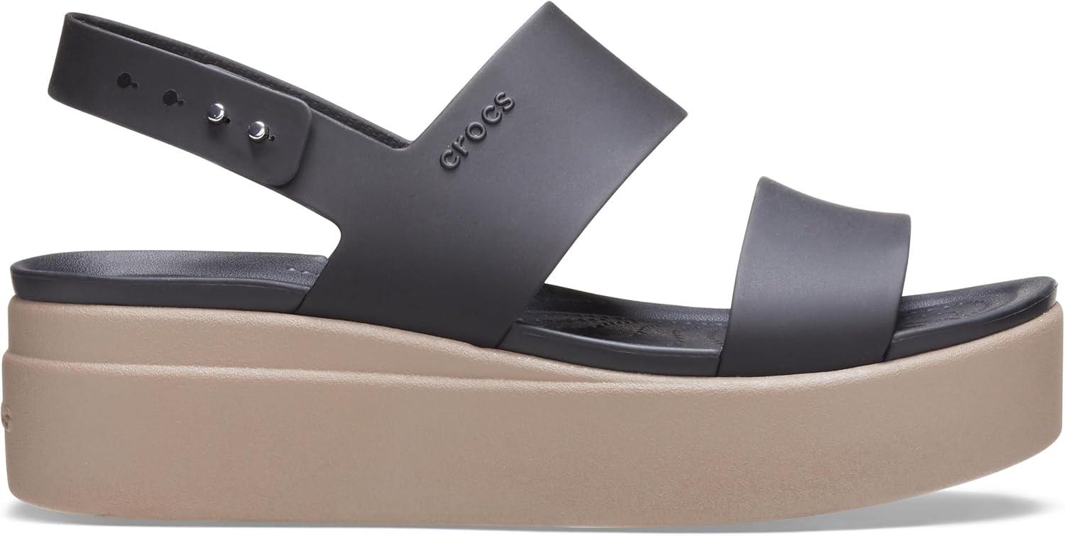 imageCrocs Womens Brooklyn Low Wedge SandalsBlackMushroom