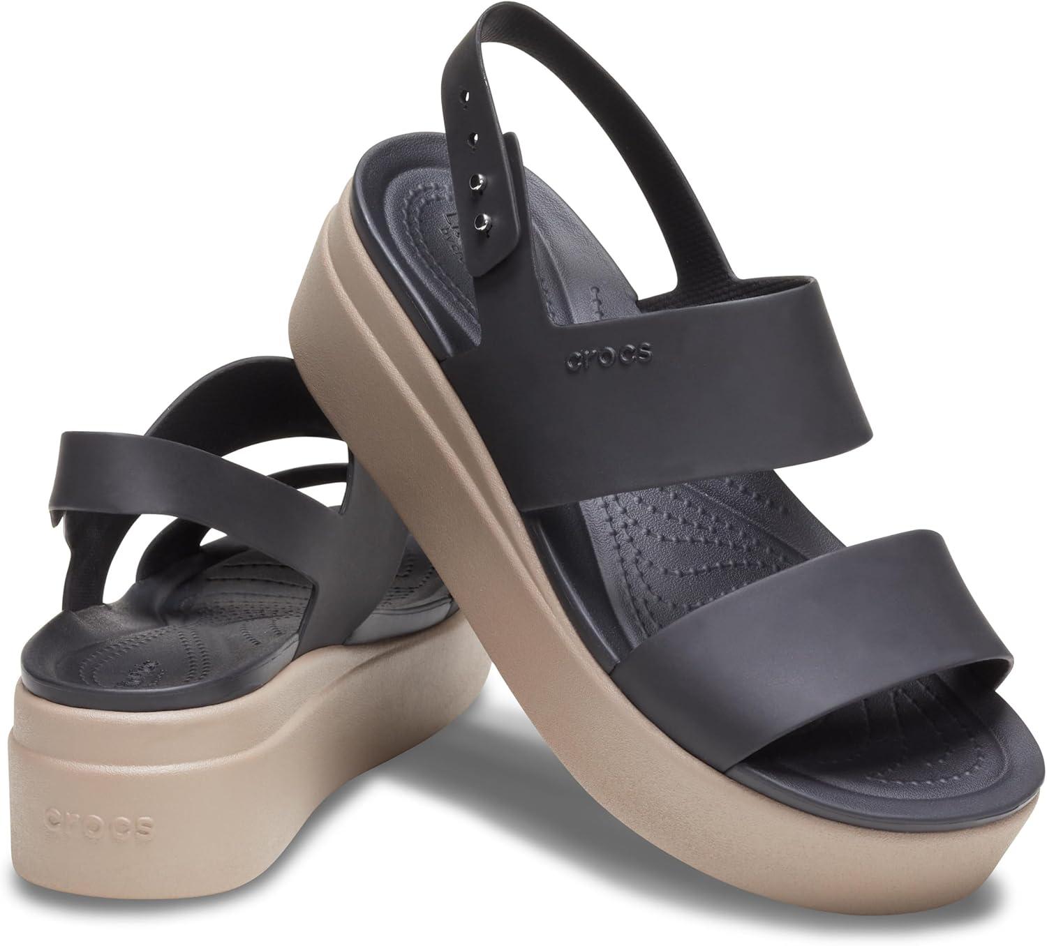 imageCrocs Womens Brooklyn Low Wedge SandalsBlackMushroom