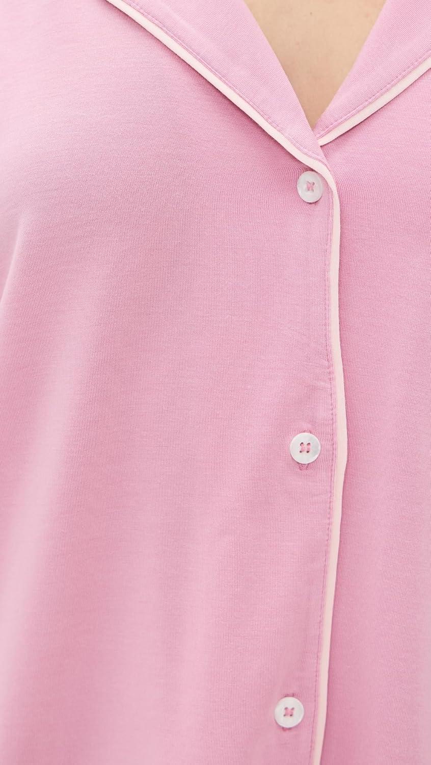 imageEberjey Gisele Classic Womens Pajama Set Long Sleeve Shirt Long PantsRose QuartzPetal Pink