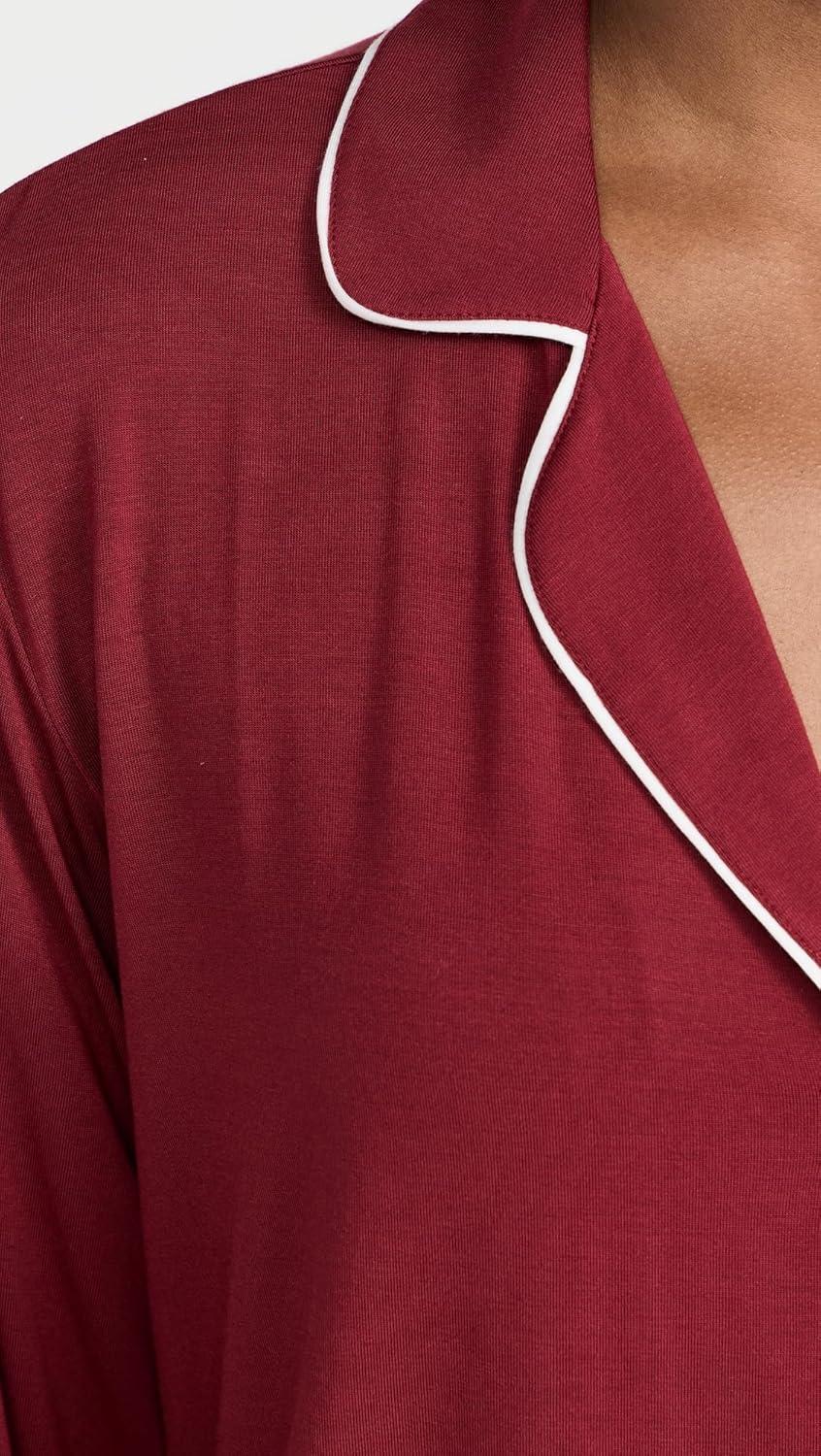 imageEberjey Gisele Classic Womens Pajama Set Long Sleeve Shirt Long PantsSangria