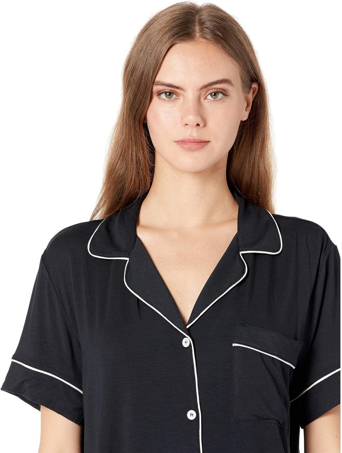 imageEberjey Gisele Relaxed Womens Short PJ SetBlackSorbet Pink