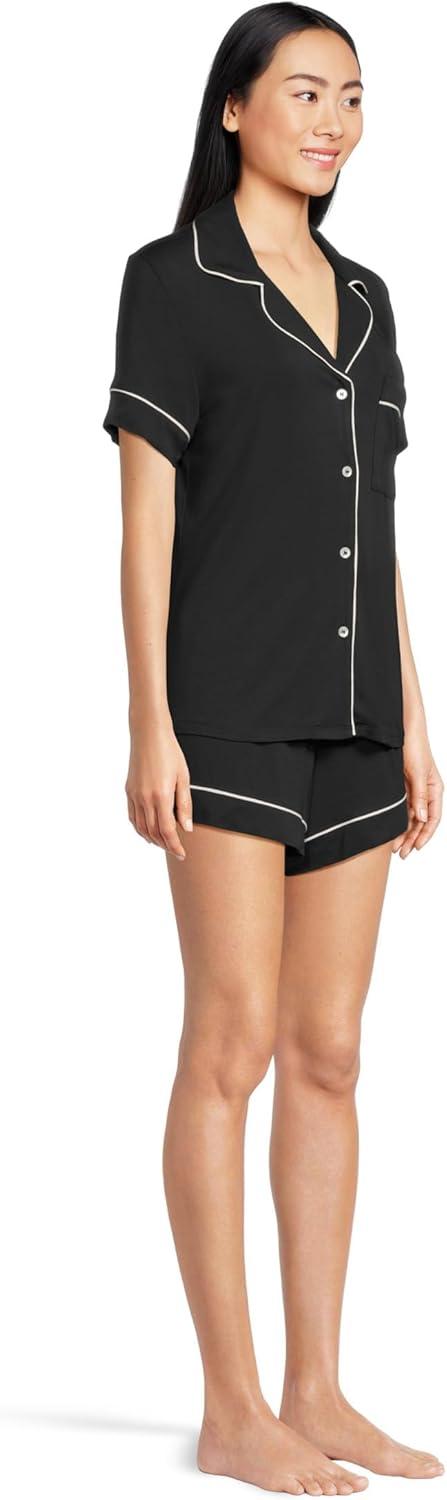 imageEberjey Gisele Relaxed Womens Short PJ SetBlackSorbet Pink