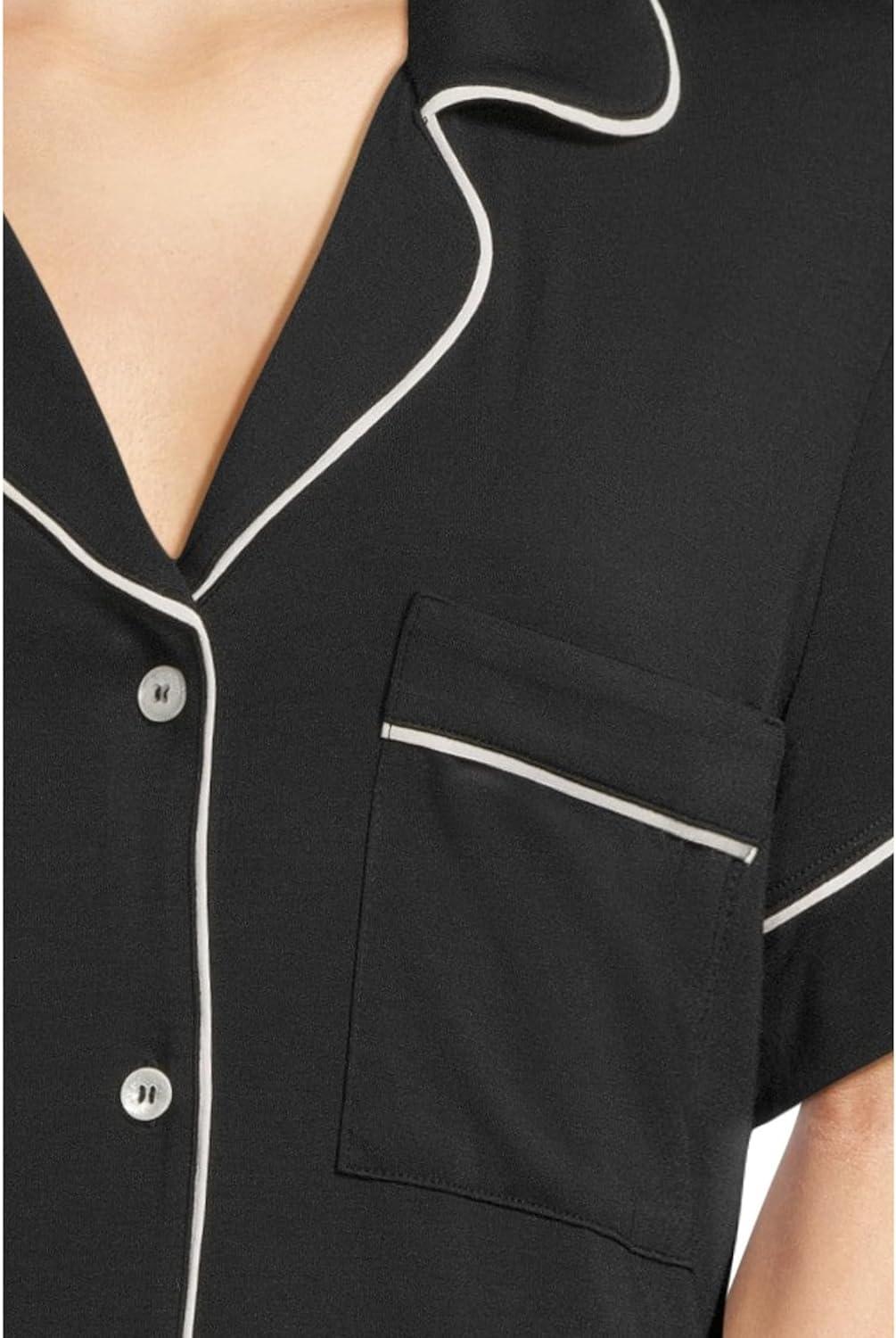 imageEberjey Gisele Relaxed Womens Short PJ SetBlackSorbet Pink