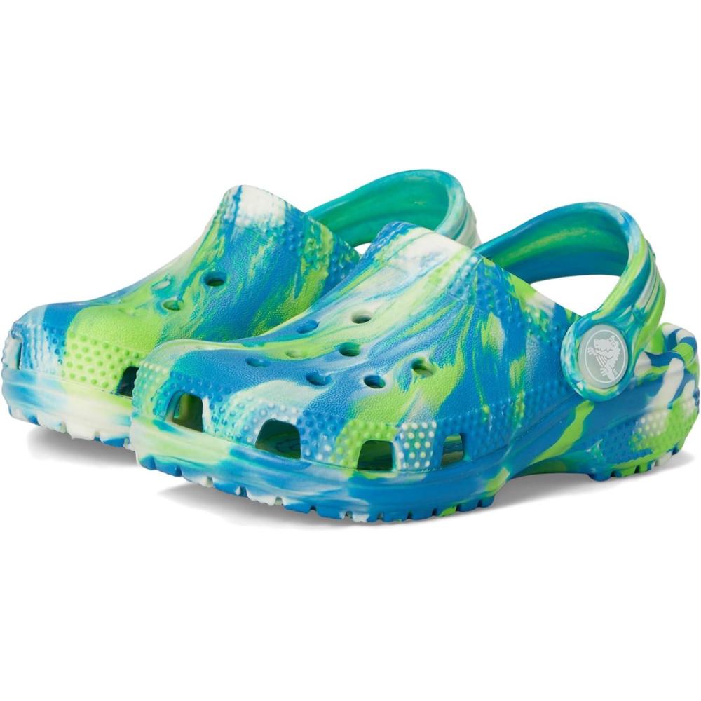 imageCrocs Kids Classic Marbled TieDye ClogPrep BlueMulti Glow in the Dark