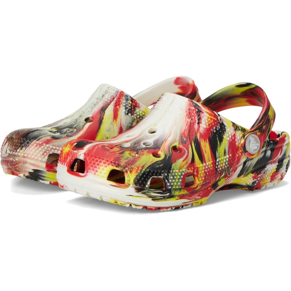 imageCrocs Kids Classic Marbled TieDye ClogVarsity RedMulti Glow in the Dark