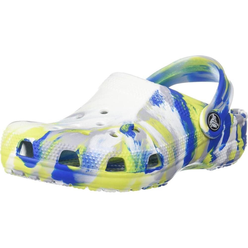 imageCrocs Kids Classic Marbled TieDye ClogWhiteBright Cobalt