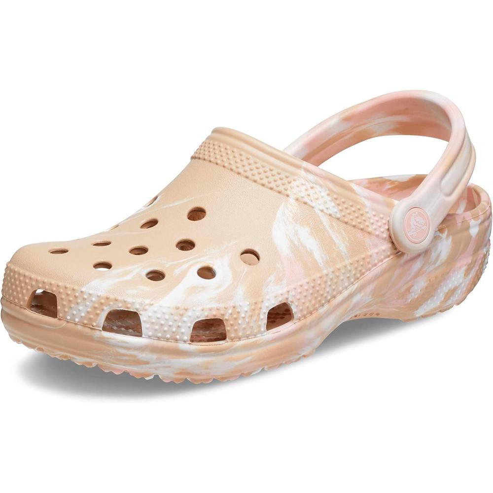 imageCrocs UnisexAdult Mens and Womens Classic Marbled Tie Dye ClogChaiPink Rose