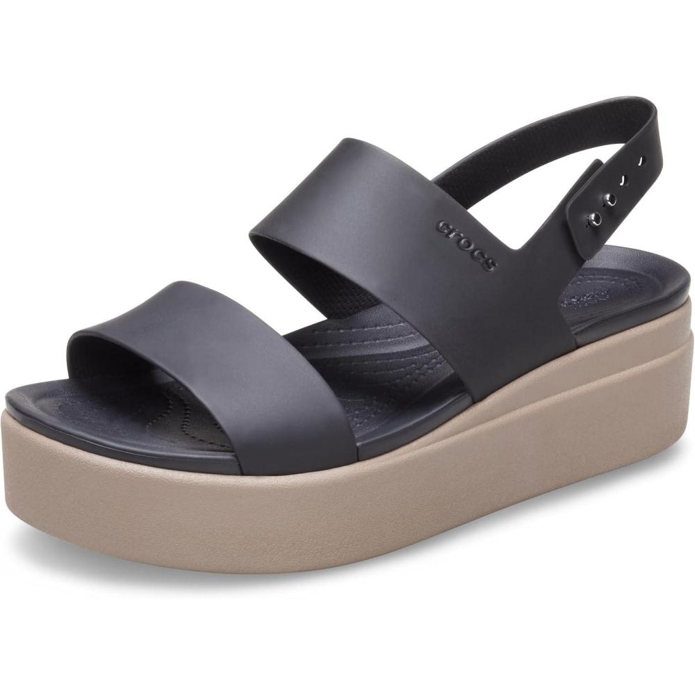imageCrocs Womens Brooklyn Low Wedge SandalsBlackMushroom