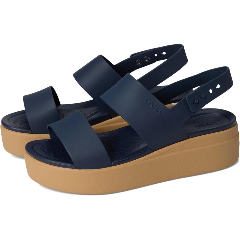 imageCrocs Womens Brooklyn Low Wedge SandalsNavyTan