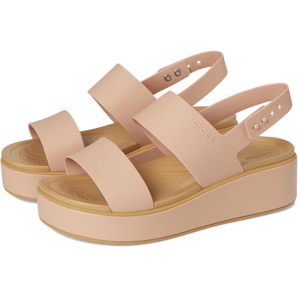 imageCrocs Womens Brooklyn Low Wedge SandalsPink CaramelTan