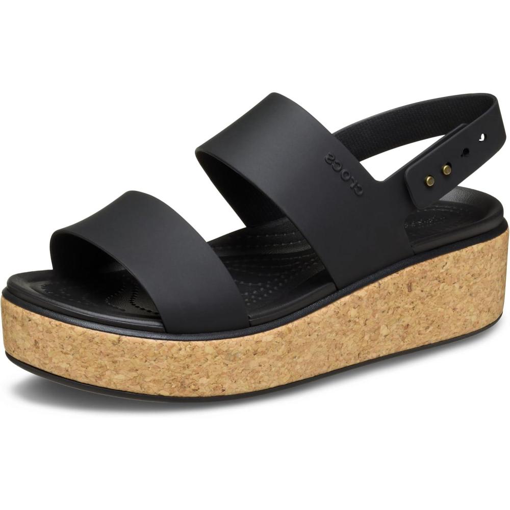 imageCrocs womens Brooklyn Cork Low WedgeBlackBlack