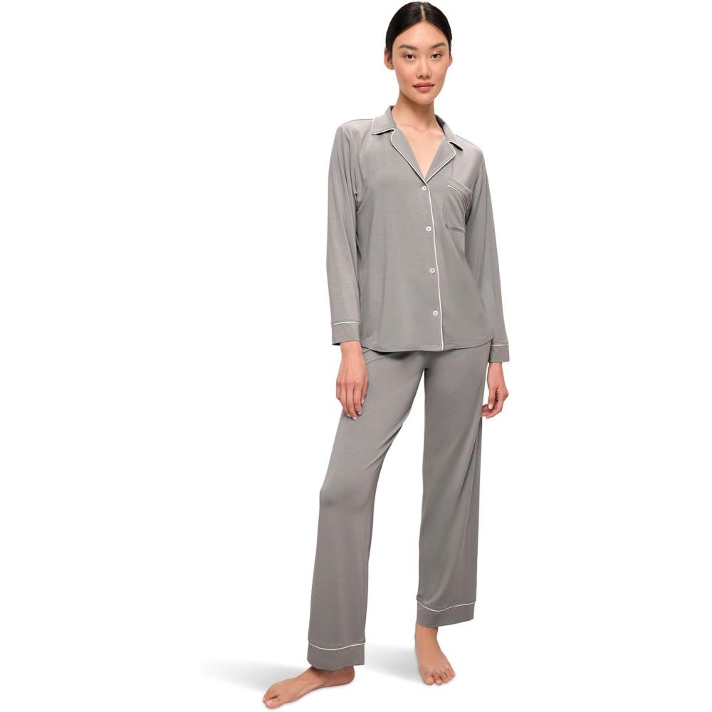 imageEberjey Gisele Classic Womens Pajama Set  Long Sleeve Shirt  Long PantsMoonlightIvory
