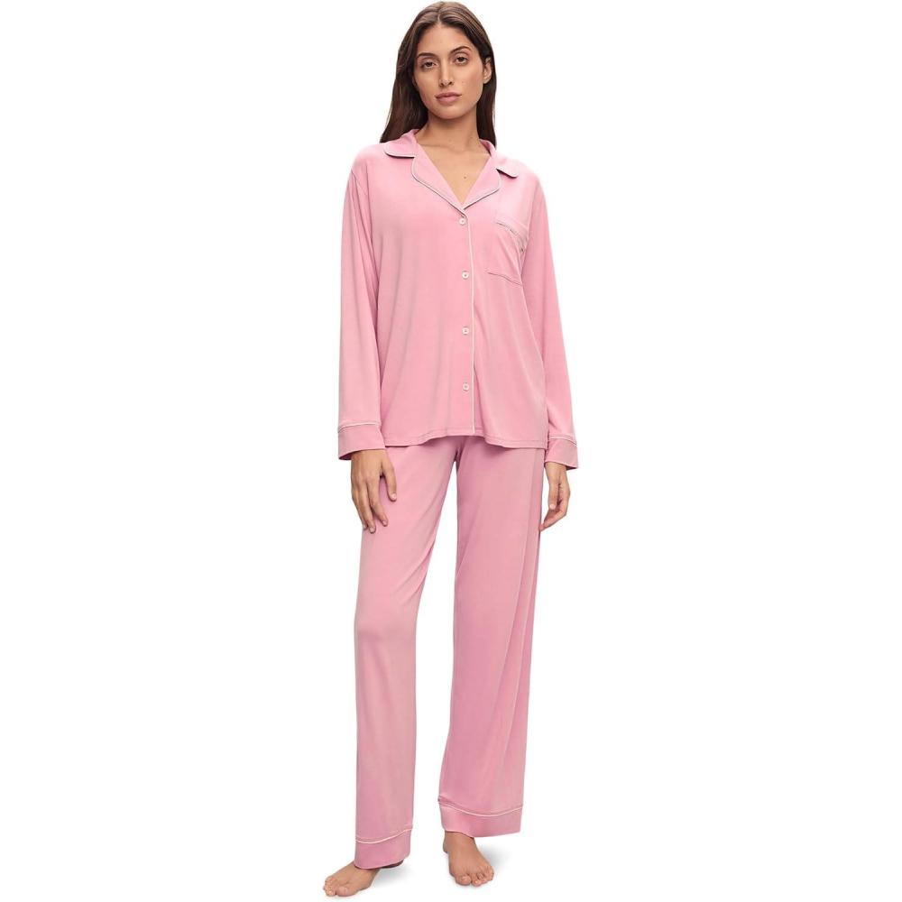 imageEberjey Gisele Classic Womens Pajama Set  Long Sleeve Shirt  Long PantsRose QuartsPetal Pink