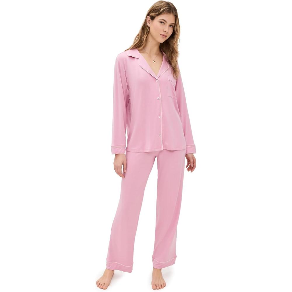 imageEberjey Gisele Classic Womens Pajama Set  Long Sleeve Shirt  Long PantsRose QuartzPetal Pink