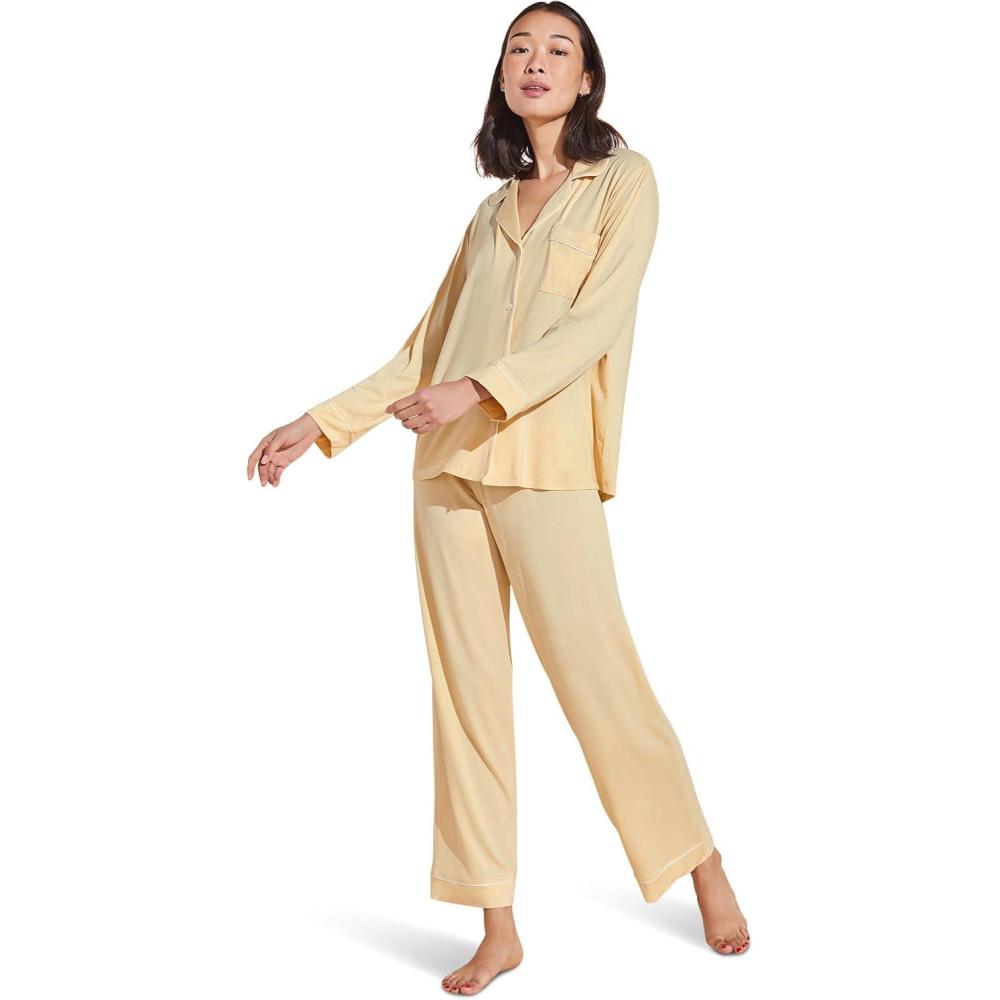 imageEberjey Gisele Classic Womens Pajama Set  Long Sleeve Shirt  Long PantsSunriseIvory