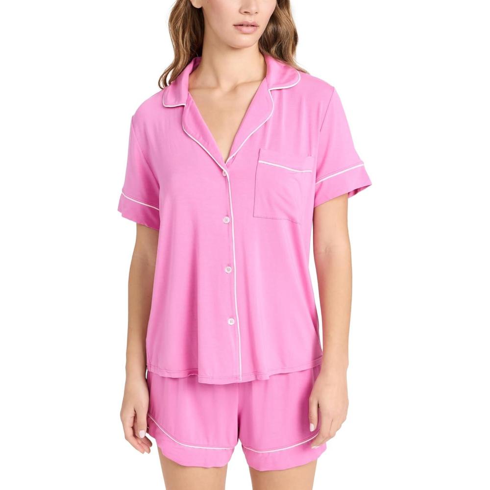 imageEberjey Gisele Relaxed Womens Short PJ SetItalian Rose Ivory