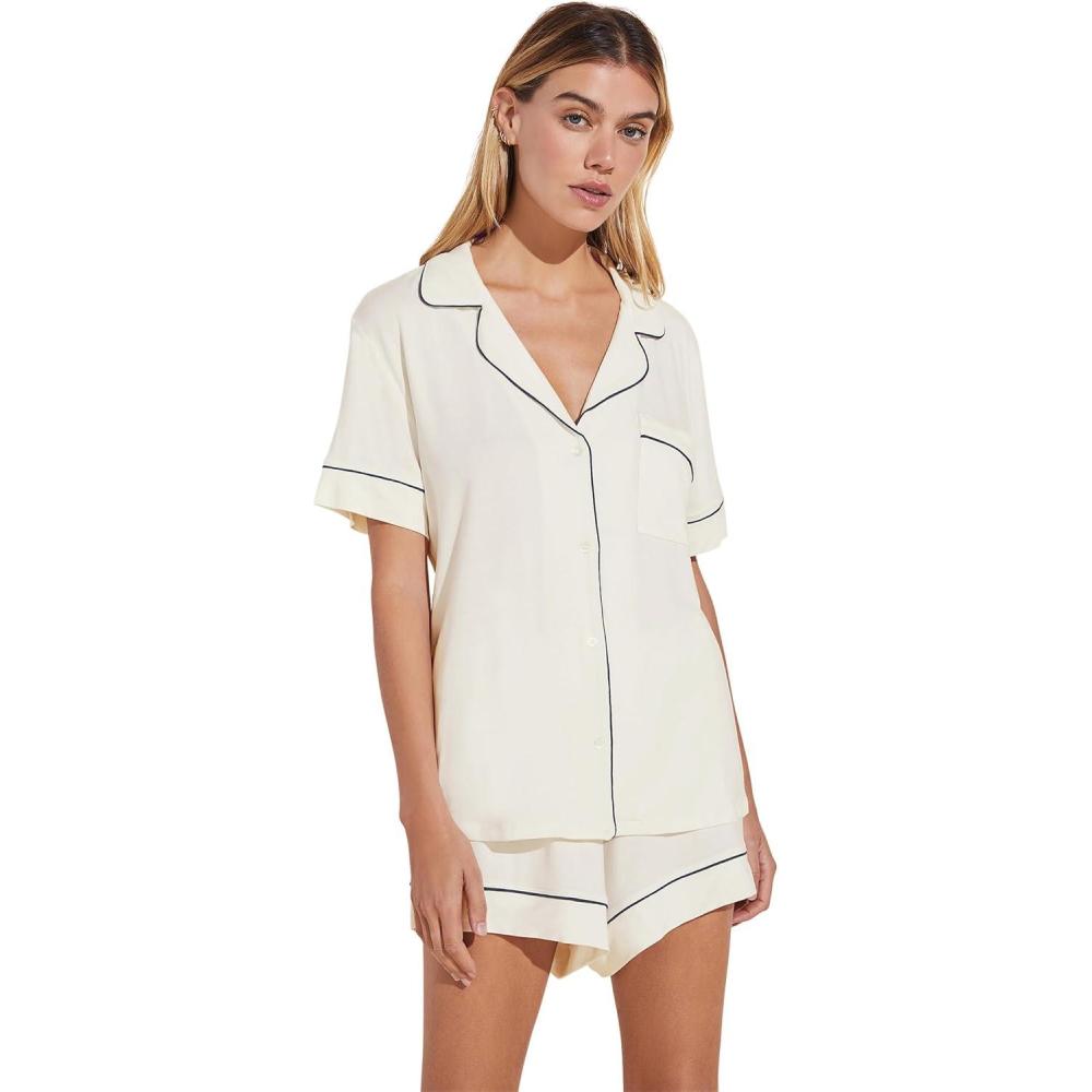 imageEberjey Gisele Relaxed Womens Short PJ SetPure Ivory