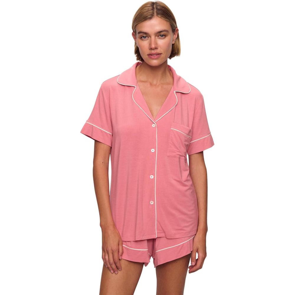 imageEberjey Gisele Relaxed Womens Short PJ SetSunkissed Coral
