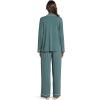 Eberjey Gisele Classic Women’s Pajama Set | Long Sleeve Shirt + Long Pants(Agave/Ivory)