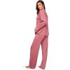 Eberjey Gisele Classic Women’s Pajama Set | Long Sleeve Shirt + Long Pants(Berry Blush/Ivory)