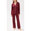 Eberjey Gisele Classic Women’s Pajama Set | Long Sleeve Shirt + Long Pants(Cabernet/Ivory)