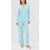 Eberjey Gisele Classic Women’s Pajama Set | Long Sleeve Shirt + Long Pants(Canal Blue/Ivory)