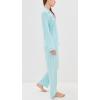 Eberjey Gisele Classic Women’s Pajama Set | Long Sleeve Shirt + Long Pants(Canal Blue/Ivory)