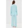 Eberjey Gisele Classic Women’s Pajama Set | Long Sleeve Shirt + Long Pants(Canal Blue/Ivory)