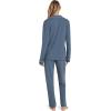 Eberjey Gisele Classic Women’s Pajama Set | Long Sleeve Shirt + Long Pants(Coastal Blue/Ice Blue)