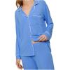 Eberjey Gisele Classic Women’s Pajama Set | Long Sleeve Shirt + Long Pants(Cornflower Blue)