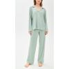 Eberjey Gisele Classic Women’s Pajama Set | Long Sleeve Shirt + Long Pants(Eucalyptus/Ivory)