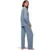 Eberjey Gisele Classic Women’s Pajama Set | Long Sleeve Shirt + Long Pants(Faded Denim/Ivory)