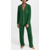 Eberjey Gisele Classic Women’s Pajama Set | Long Sleeve Shirt + Long Pants(Forest Green/Ivory)