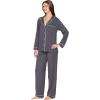 Eberjey Gisele Classic Women’s Pajama Set | Long Sleeve Shirt + Long Pants(Graphite/Sorbet Pink)