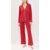 Eberjey Gisele Classic Women’s Pajama Set | Long Sleeve Shirt + Long Pants(Haute Red/Ivory)