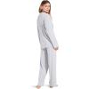 Eberjey Gisele Classic Women’s Pajama Set | Long Sleeve Shirt + Long Pants(Heather Grey/Sorbet Pink)