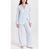 Eberjey Gisele Classic Women’s Pajama Set | Long Sleeve Shirt + Long Pants(Ice Blue/ Ivory)