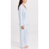 Eberjey Gisele Classic Women’s Pajama Set | Long Sleeve Shirt + Long Pants(Ice Blue/ Ivory)