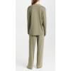 Eberjey Gisele Classic Women’s Pajama Set | Long Sleeve Shirt + Long Pants(Moss/Ivory)