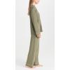 Eberjey Gisele Classic Women’s Pajama Set | Long Sleeve Shirt + Long Pants(Moss/Ivory)