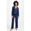 Eberjey Gisele Classic Women’s Pajama Set | Long Sleeve Shirt + Long Pants(Navy/Ivory)