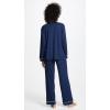 Eberjey Gisele Classic Women’s Pajama Set | Long Sleeve Shirt + Long Pants(Navy/Ivory)