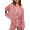 Eberjey Gisele Classic Women’s Pajama Set | Long Sleeve Shirt + Long Pants(Old Rose/Ivory)